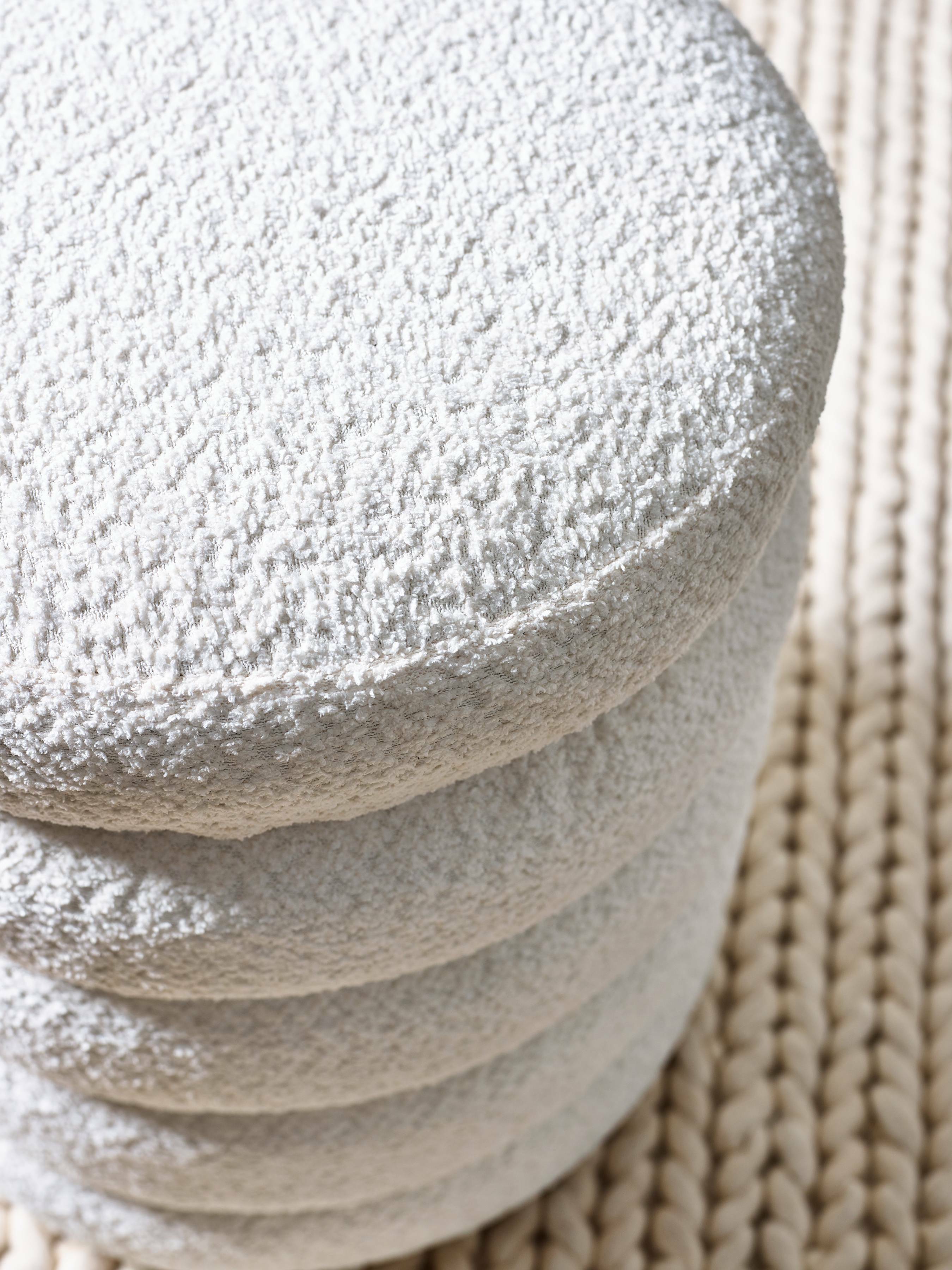 Alana Ivory Boucle Storage Pouffe